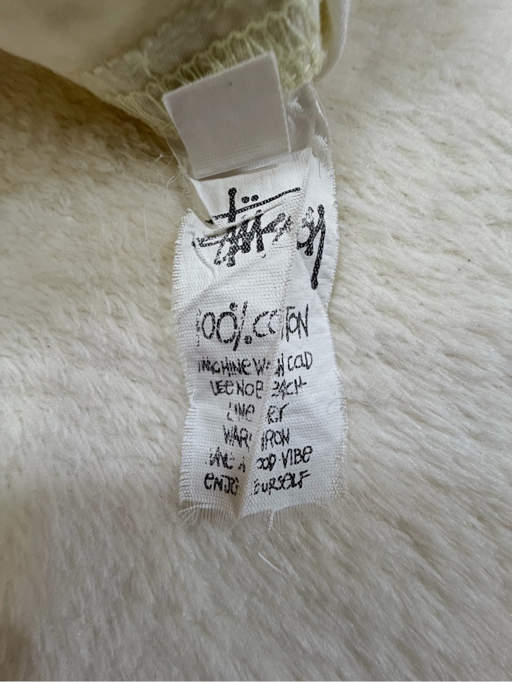 Vintage NOS Stussy “Back Flip” Yellow White Floral Striped Cotton Button-Up Sz L - Picture 11 of 11